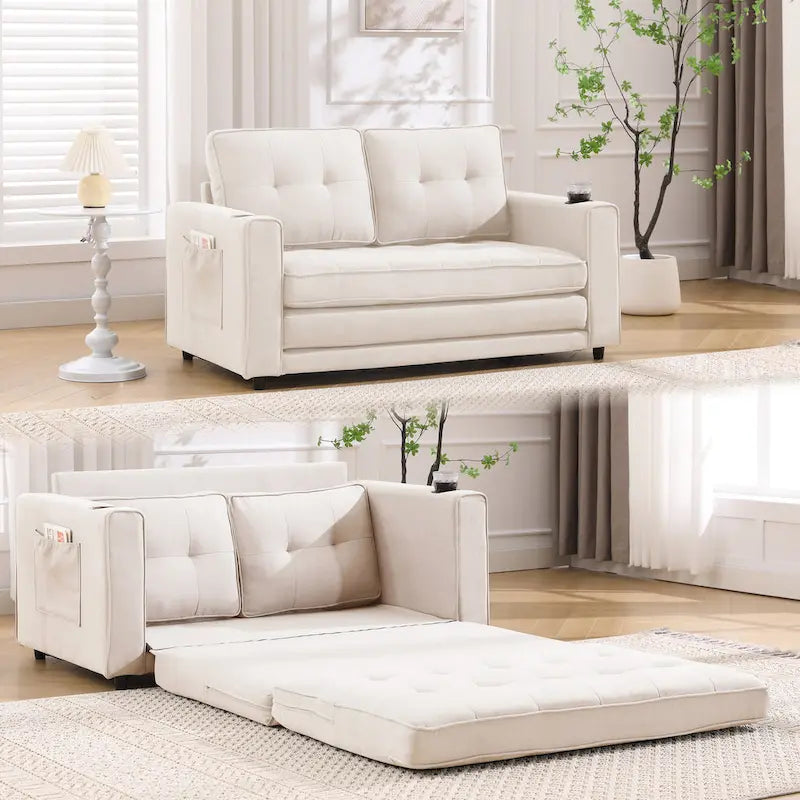 Canapé-lit futon rembourré 3-en-1 convertible