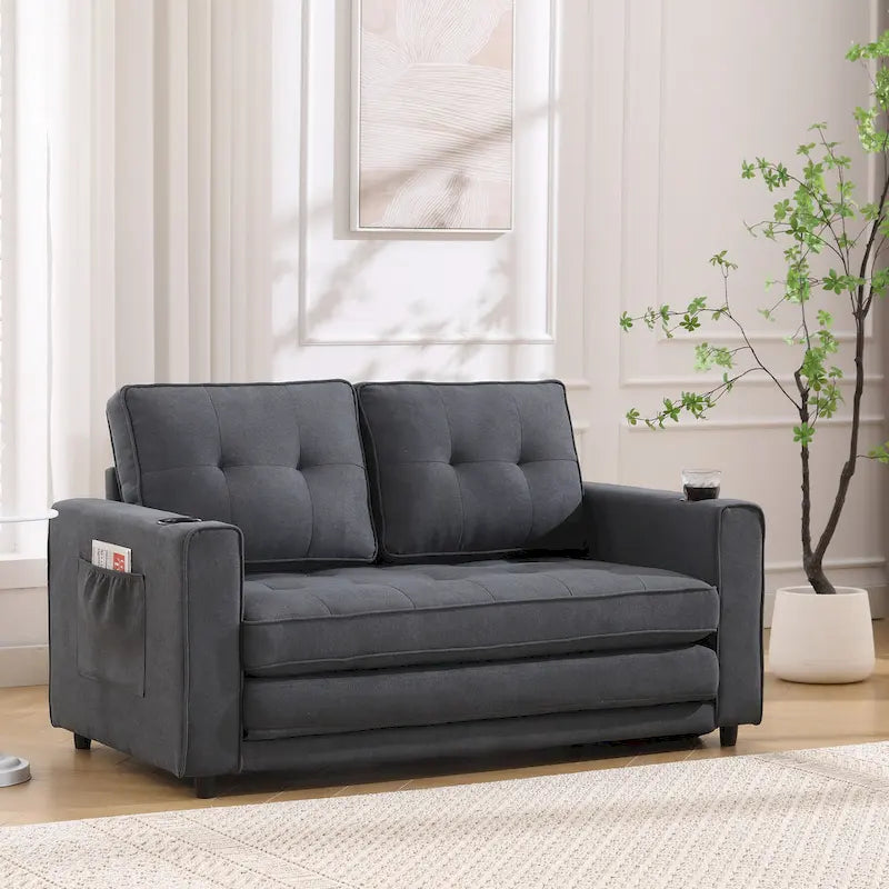 Canapé-lit futon rembourré 3-en-1 convertible