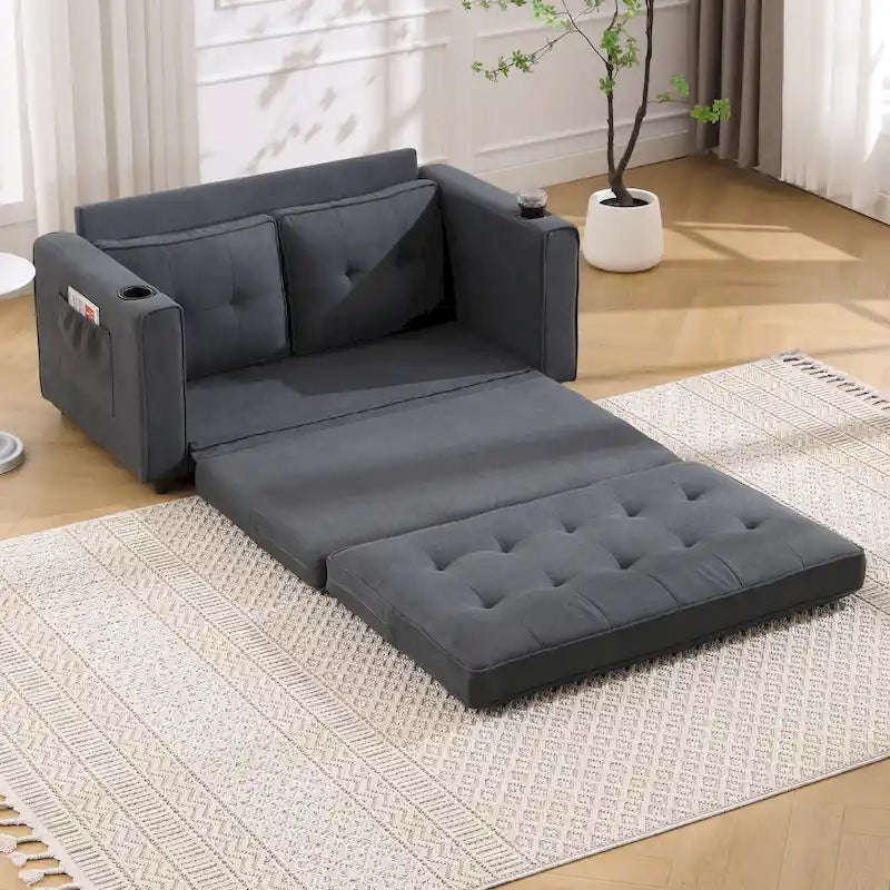 Canapé-lit futon rembourré 3-en-1 convertible
