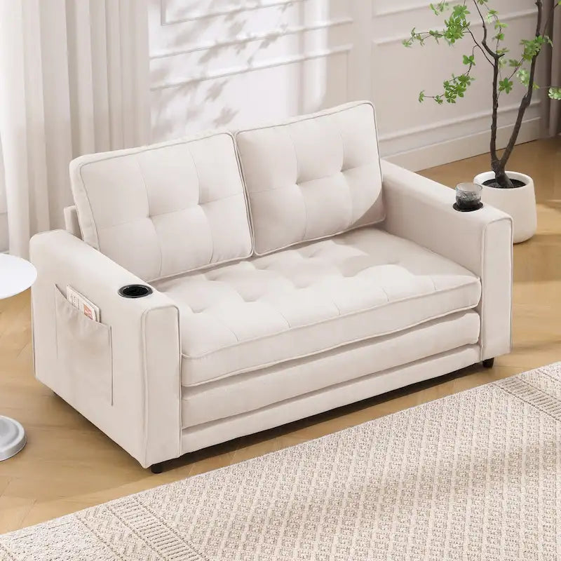 Canapé-lit futon rembourré 3-en-1 convertible