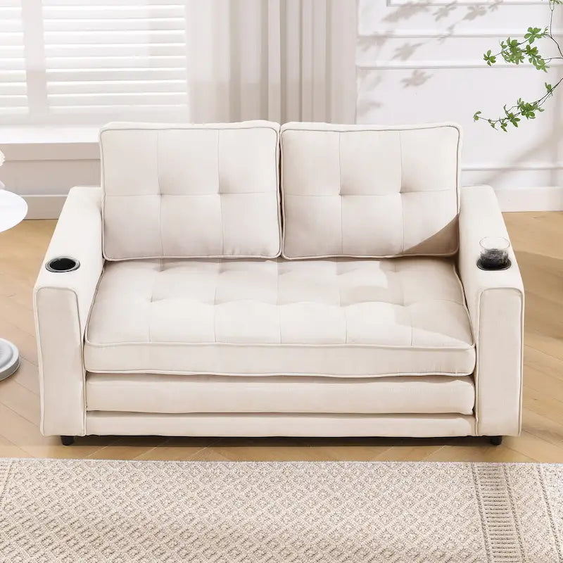 Canapé-lit futon rembourré 3-en-1 convertible