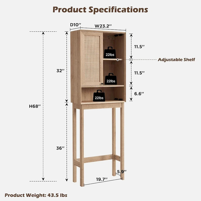 Meuble de rangement pour WC en rotin naturel, meuble de rangement moderne