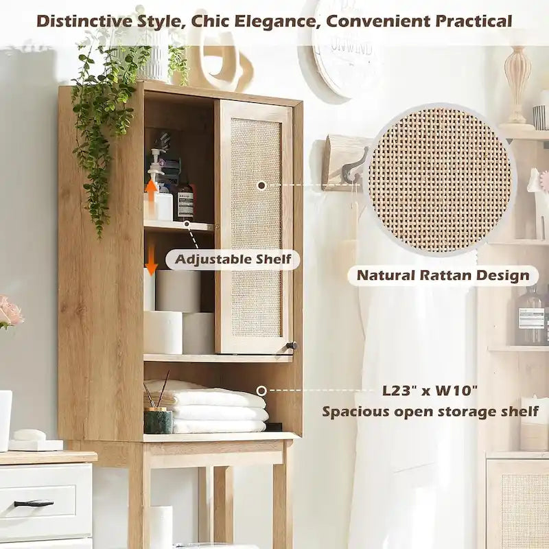 Meuble de rangement pour WC en rotin naturel, meuble de rangement moderne