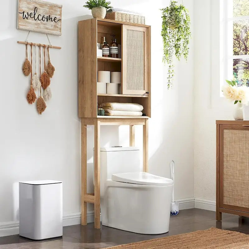 Meuble de rangement pour WC en rotin naturel, meuble de rangement moderne