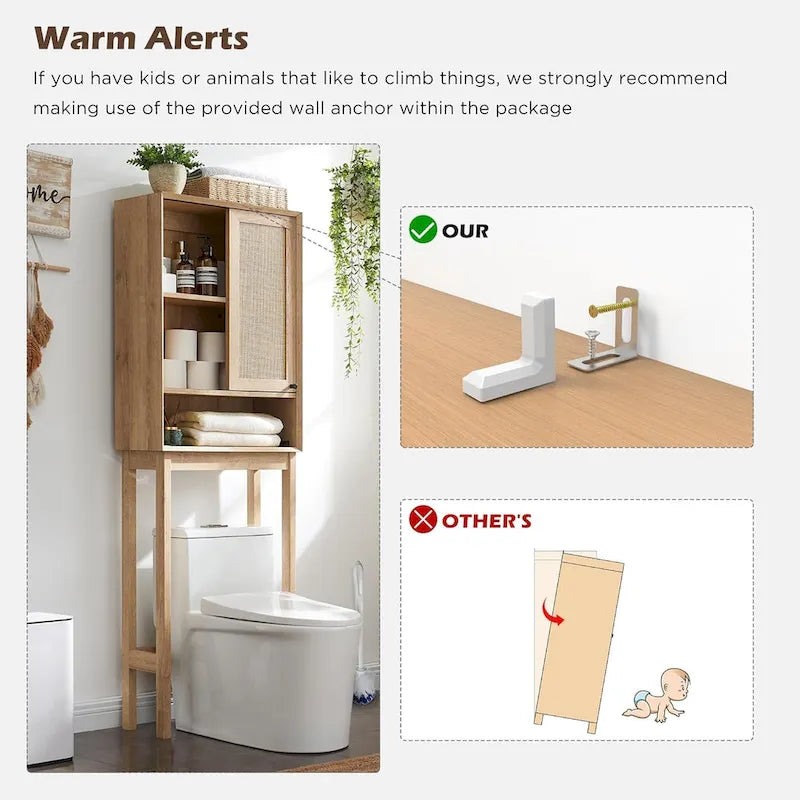 Meuble de rangement pour WC en rotin naturel, meuble de rangement moderne