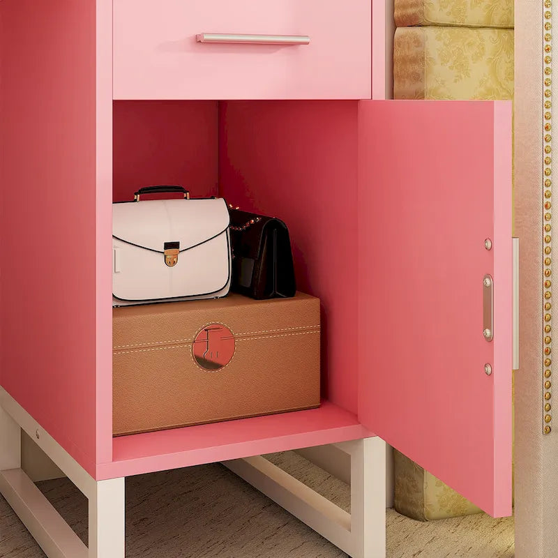Coiffeuse réversible avec station de recharge, 4 tiroirs en bois et 1 meuble de rangement - N/A