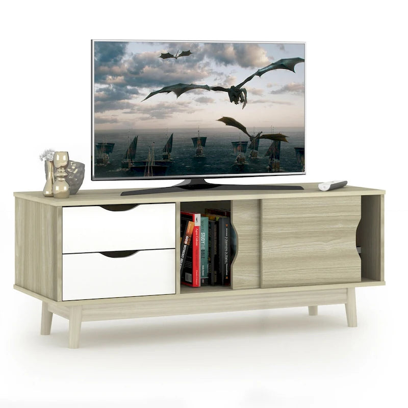 Meuble TV Gymax pour téléviseur jusqu'à 60 pouces, Table Console Multimédia avec Rangement - Voir détails