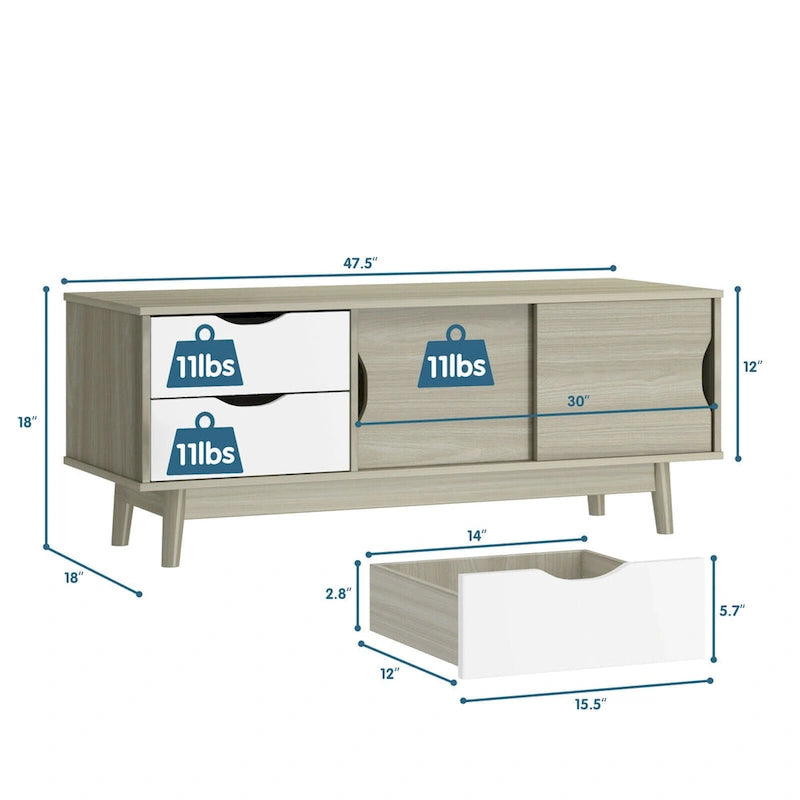 Meuble TV Gymax pour téléviseur jusqu'à 60 pouces, Table Console Multimédia avec Rangement - Voir détails