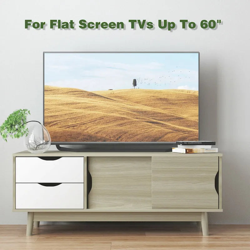Meuble TV Gymax pour téléviseur jusqu'à 60 pouces, Table Console Multimédia avec Rangement - Voir détails