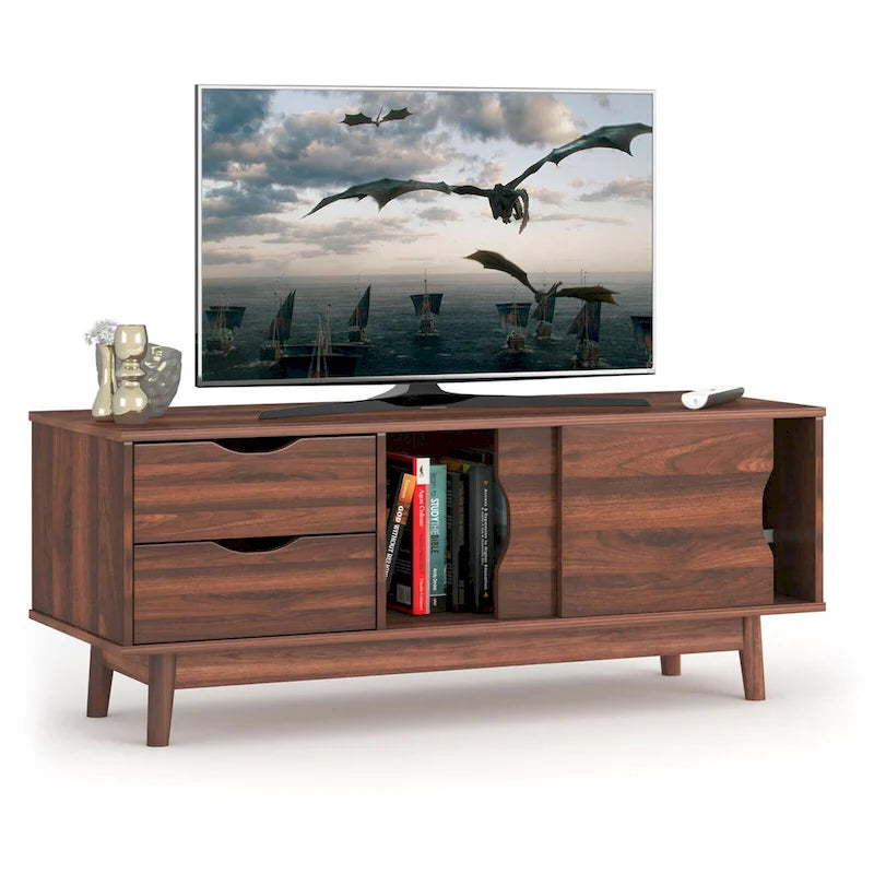 Meuble TV Gymax pour téléviseur jusqu'à 60 pouces, Table Console Multimédia avec Rangement - Voir détails