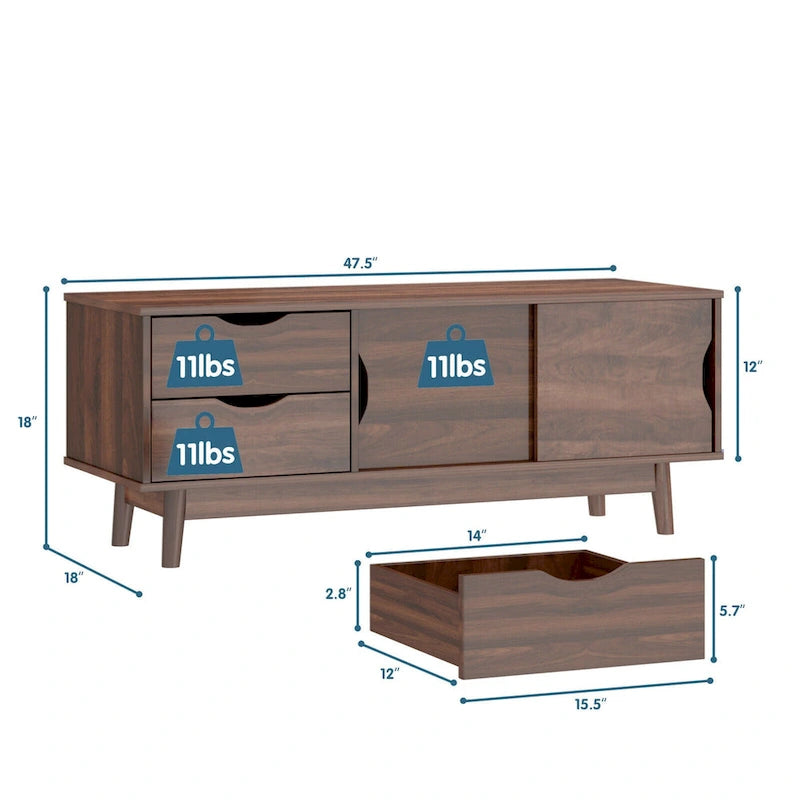 Meuble TV Gymax pour téléviseur jusqu'à 60 pouces, Table Console Multimédia avec Rangement - Voir détails