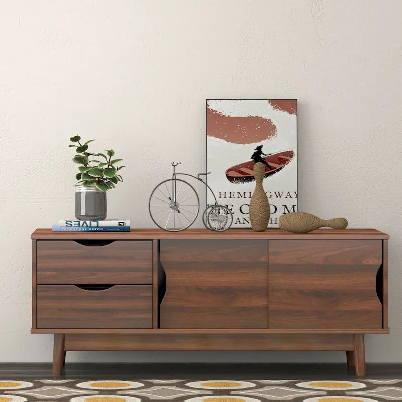 Meuble TV Gymax pour téléviseur jusqu'à 60 pouces, Table Console Multimédia avec Rangement - Voir détails