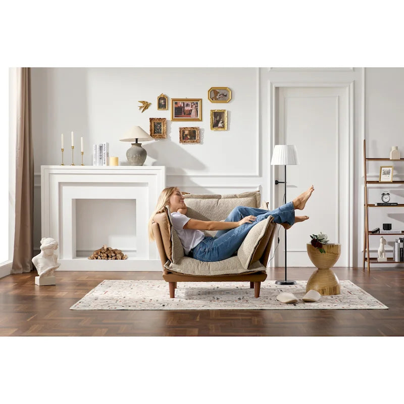 Fauteuil d'appoint surdimensionné en chenille de style moderne, chaise longue individuelle pour salon, chambre à coucher