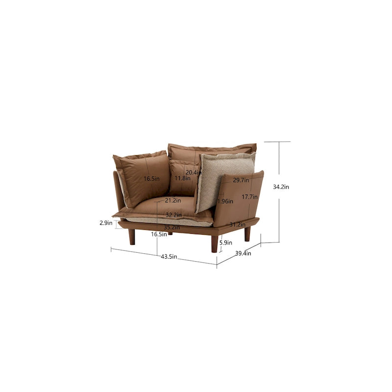 Fauteuil d'appoint surdimensionné en chenille de style moderne, chaise longue individuelle pour salon, chambre à coucher
