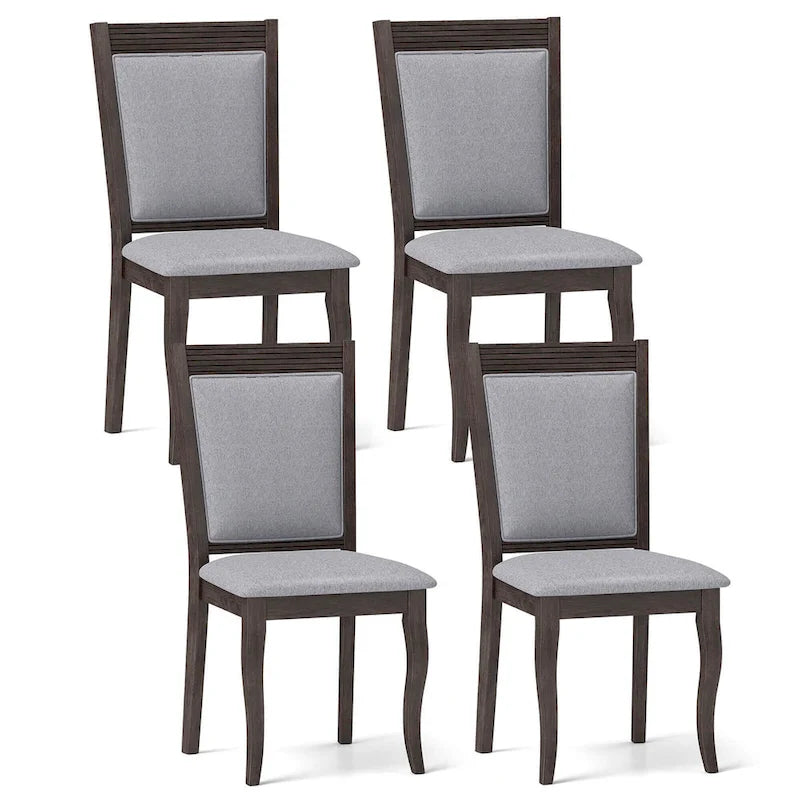 Costway Chaises de Salle à Manger en Bois, Lot de 2 ou 4, avec Cadre en Bois d'Hévéa Rembourré