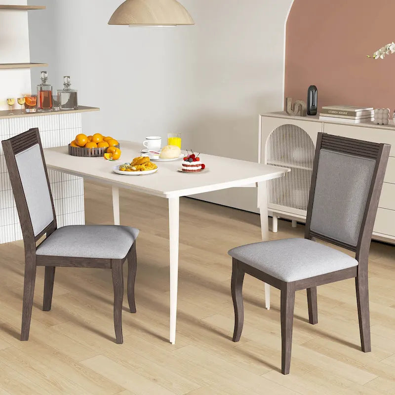 Costway Chaises de Salle à Manger en Bois, Lot de 2 ou 4, avec Cadre en Bois d'Hévéa Rembourré