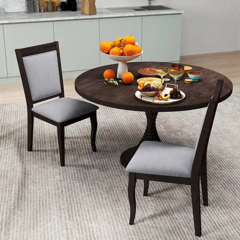 Costway Chaises de Salle à Manger en Bois, Lot de 2 ou 4, avec Cadre en Bois d'Hévéa Rembourré