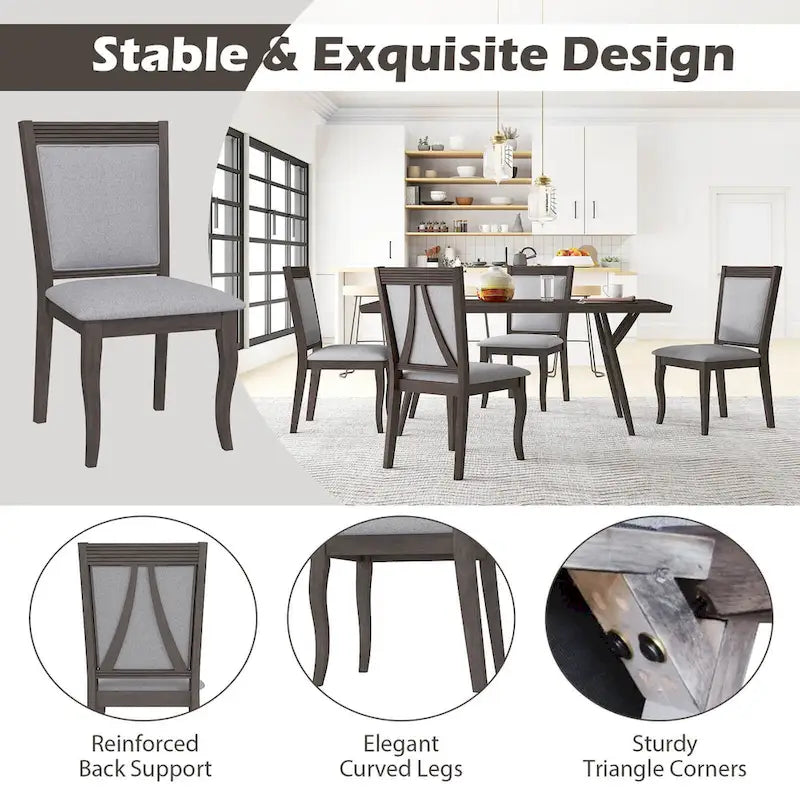 Costway Chaises de Salle à Manger en Bois, Lot de 2 ou 4, avec Cadre en Bois d'Hévéa Rembourré