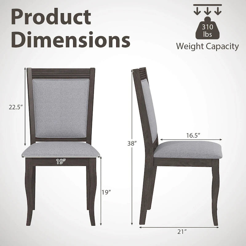 Costway Chaises de Salle à Manger en Bois, Lot de 2 ou 4, avec Cadre en Bois d'Hévéa Rembourré