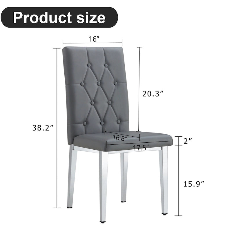 Cet ensemble de 4 chaises de salle à manger grises sans accoudoirs apporte une touche d'élégance et de mystère à la salle à manger grâce à son ton gris profond.