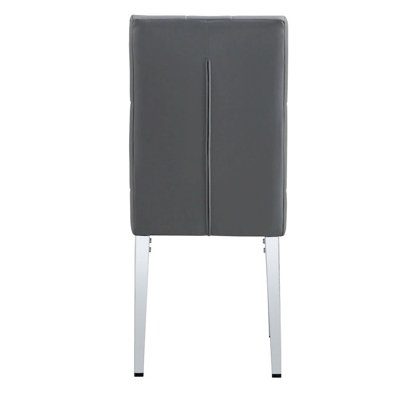 Cet ensemble de 4 chaises de salle à manger grises sans accoudoirs apporte une touche d'élégance et de mystère à la salle à manger grâce à son ton gris profond.