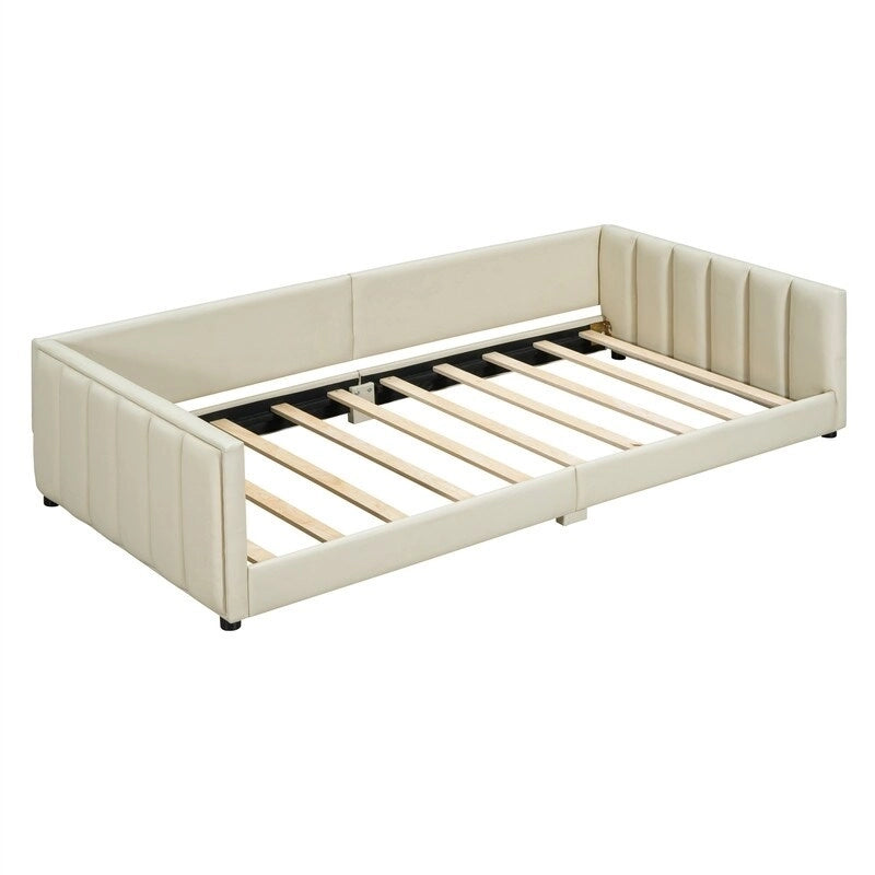 Lit plateforme rembourré double Queen Size et Twin XL, lit mère et enfant en cuir PU, lit de sol pour chambre à coucher