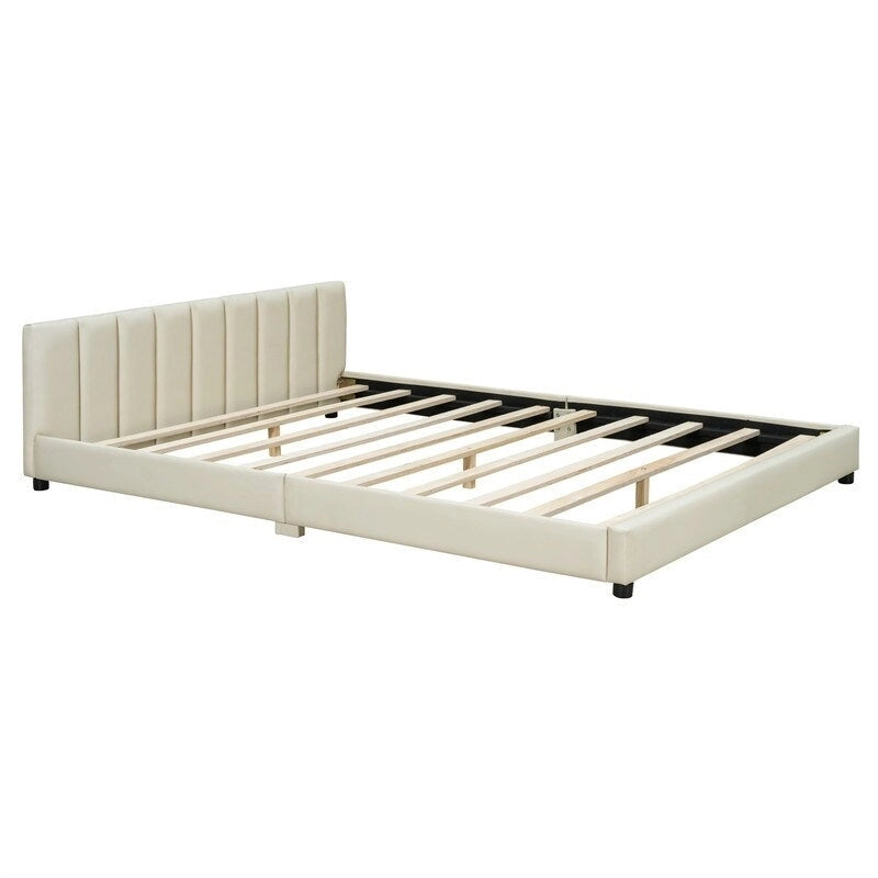 Lit plateforme rembourré double Queen Size et Twin XL, lit mère et enfant en cuir PU, lit de sol pour chambre à coucher