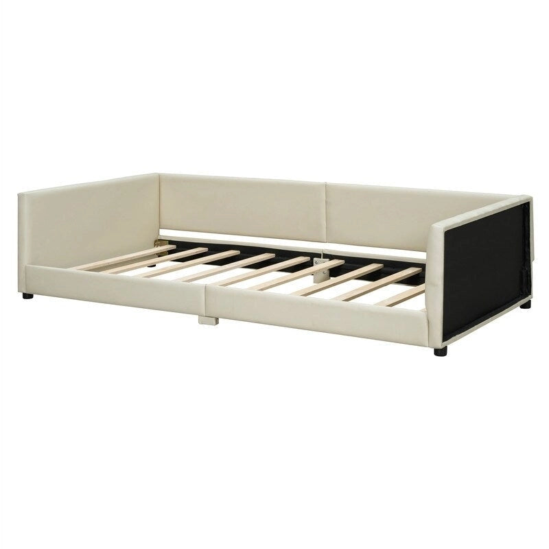 Lit plateforme rembourré double Queen Size et Twin XL, lit mère et enfant en cuir PU, lit de sol pour chambre à coucher