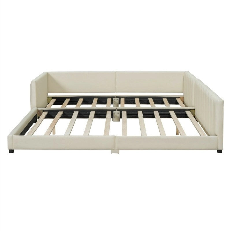 Lit plateforme rembourré double Queen Size et Twin XL, lit mère et enfant en cuir PU, lit de sol pour chambre à coucher