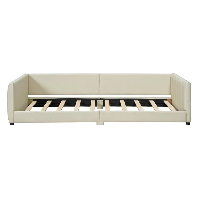 Lit plateforme rembourré double Queen Size et Twin XL, lit mère et enfant en cuir PU, lit de sol pour chambre à coucher