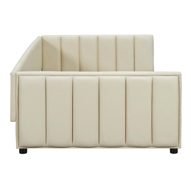 Lit plateforme rembourré double Queen Size et Twin XL, lit mère et enfant en cuir PU, lit de sol pour chambre à coucher