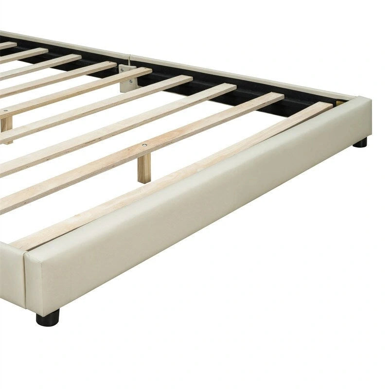 Lit plateforme rembourré double Queen Size et Twin XL, lit mère et enfant en cuir PU, lit de sol pour chambre à coucher