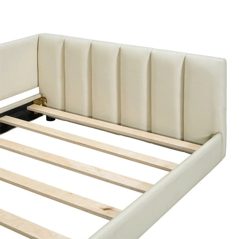 Lit plateforme rembourré double Queen Size et Twin XL, lit mère et enfant en cuir PU, lit de sol pour chambre à coucher