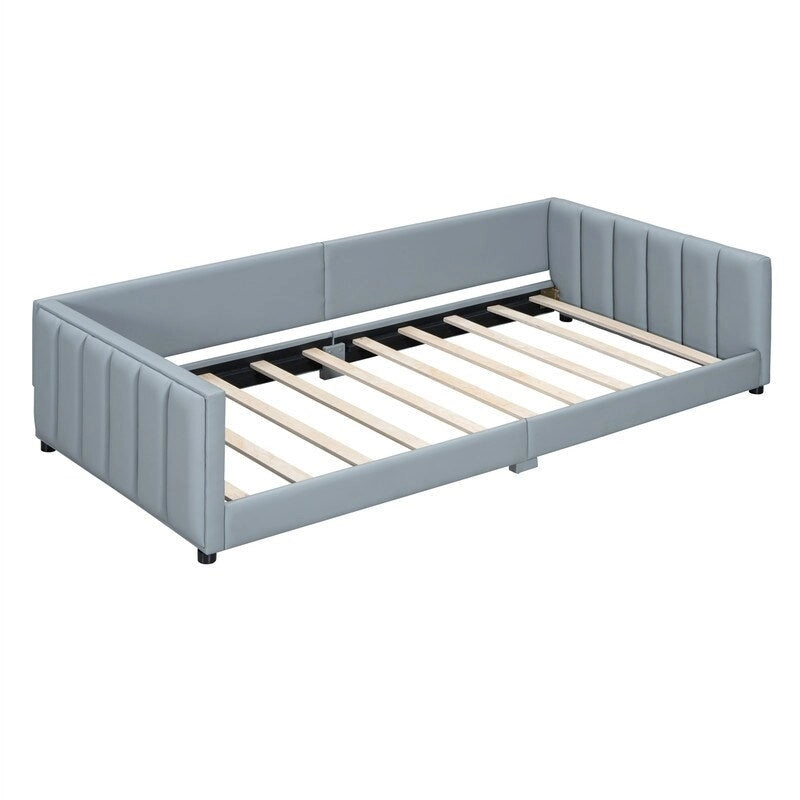 Lit plateforme rembourré double Queen Size et Twin XL, lit mère et enfant en cuir PU, lit de sol pour chambre à coucher