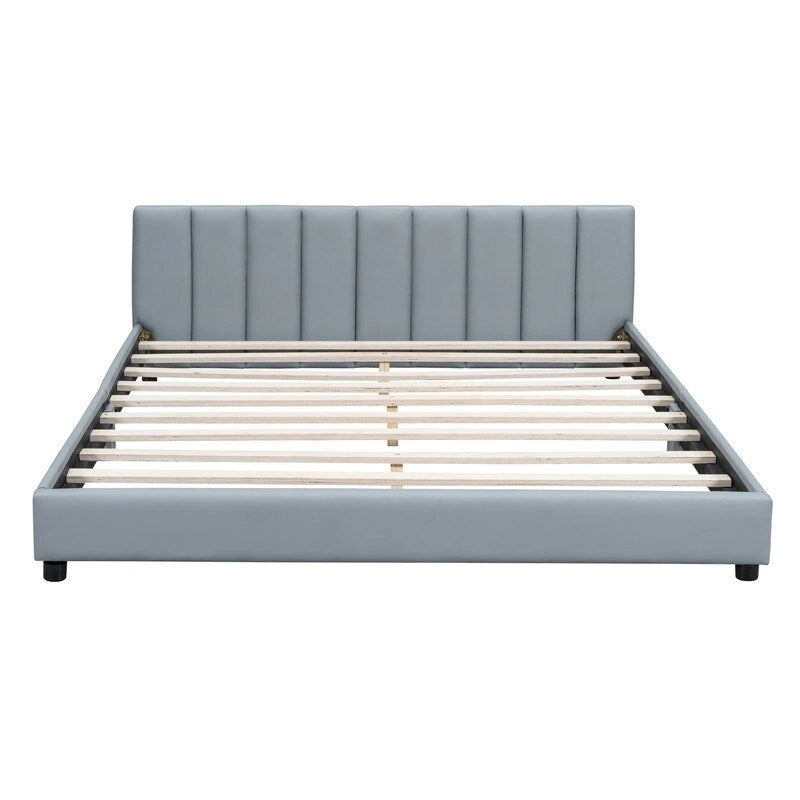 Lit plateforme rembourré double Queen Size et Twin XL, lit mère et enfant en cuir PU, lit de sol pour chambre à coucher