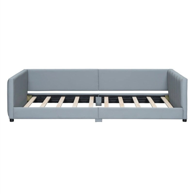 Lit plateforme rembourré double Queen Size et Twin XL, lit mère et enfant en cuir PU, lit de sol pour chambre à coucher