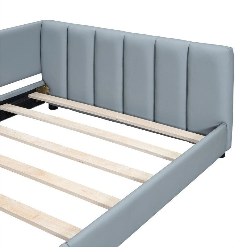 Lit plateforme rembourré double Queen Size et Twin XL, lit mère et enfant en cuir PU, lit de sol pour chambre à coucher