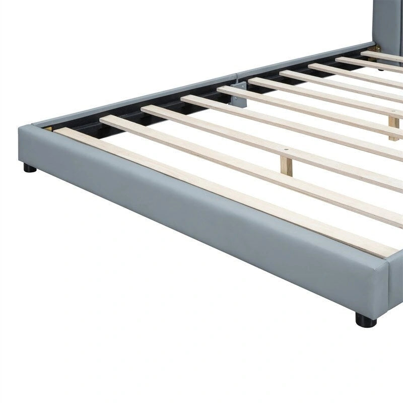 Lit plateforme rembourré double Queen Size et Twin XL, lit mère et enfant en cuir PU, lit de sol pour chambre à coucher