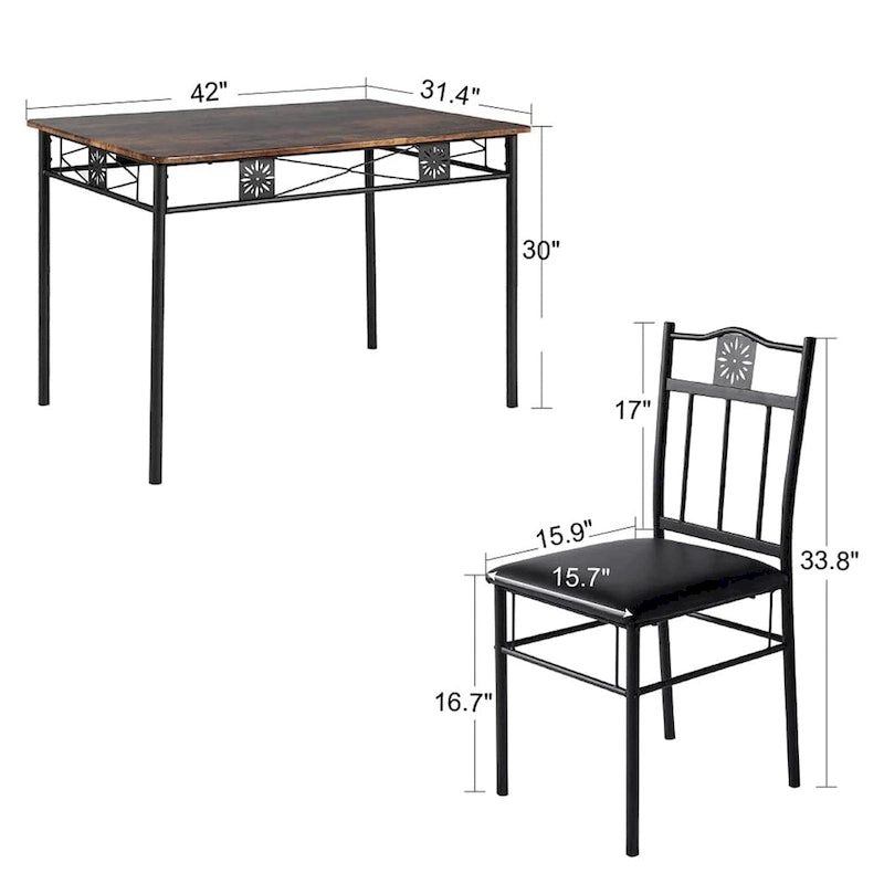 VECELO Ensemble de salle à manger 3/5 pièces Mid-century avec chaises rembourrées