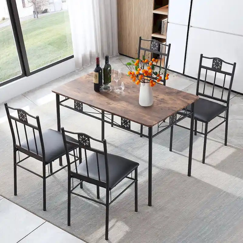 VECELO Ensemble de salle à manger 3/5 pièces Mid-century avec chaises rembourrées