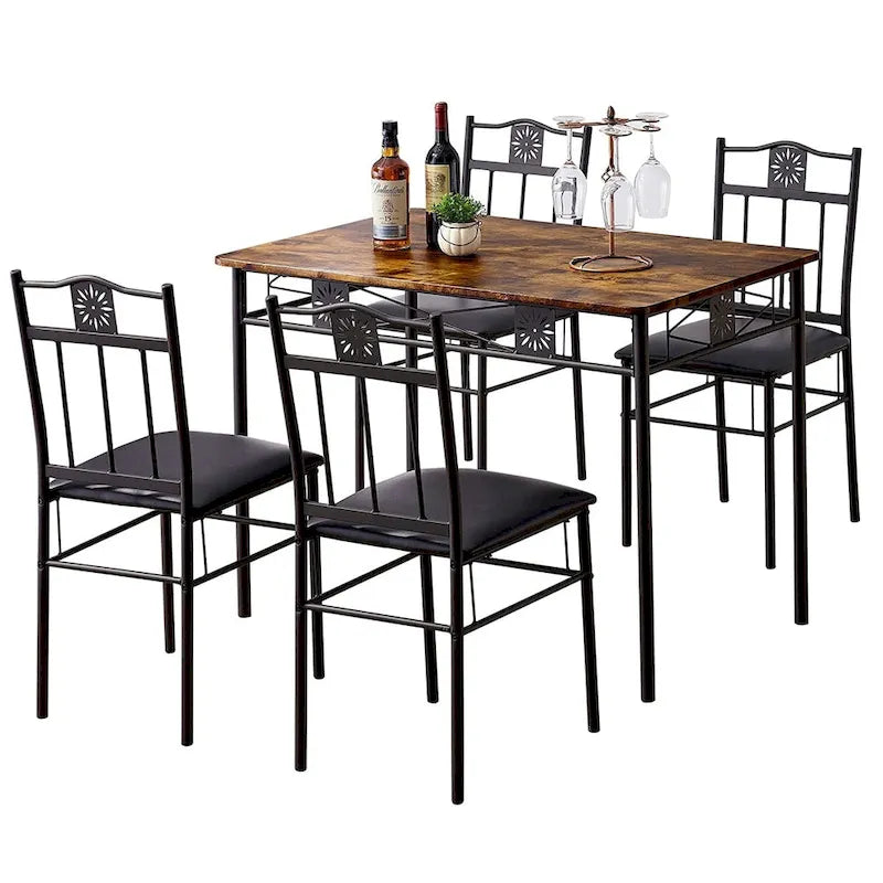 VECELO Ensemble de salle à manger 3/5 pièces Mid-century avec chaises rembourrées