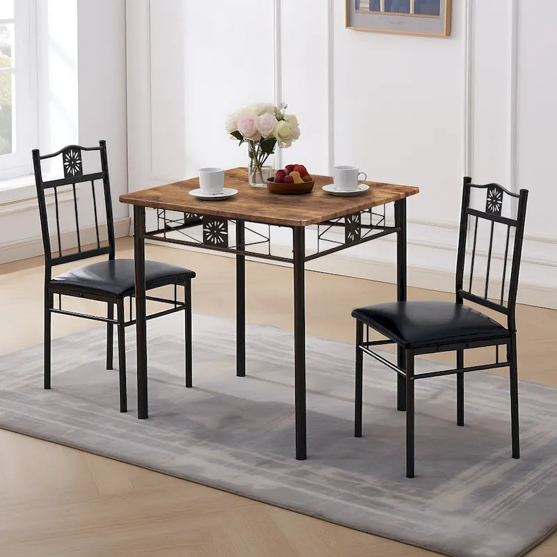 VECELO Ensemble de salle à manger 3/5 pièces Mid-century avec chaises rembourrées