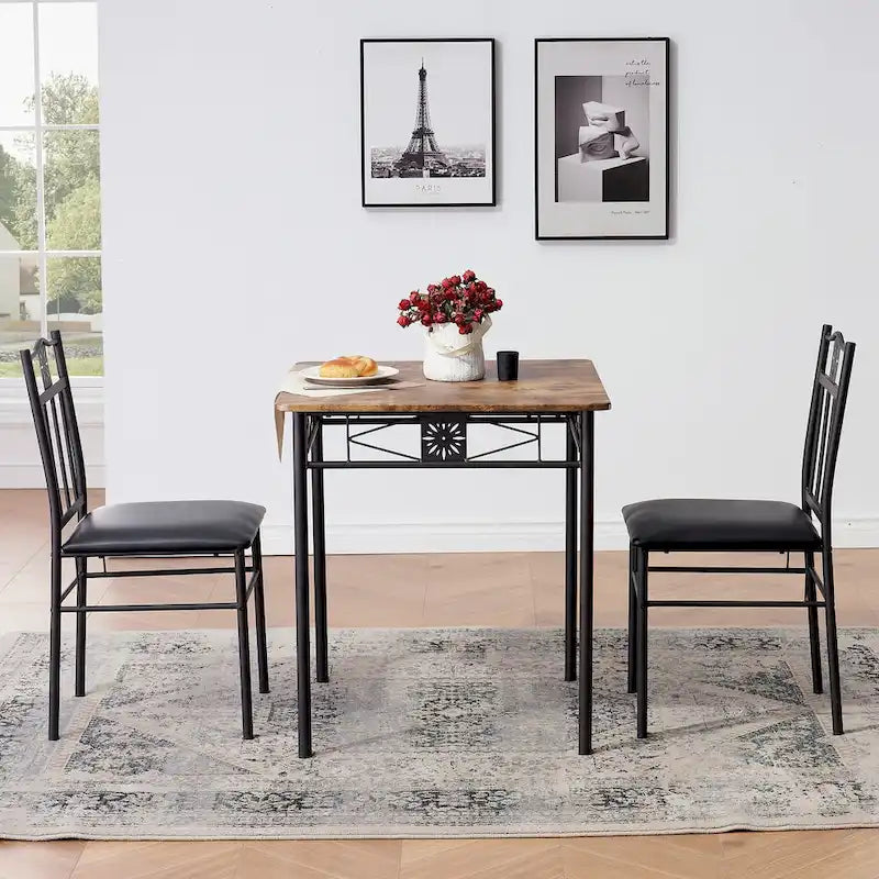 VECELO Ensemble de salle à manger 3/5 pièces Mid-century avec chaises rembourrées