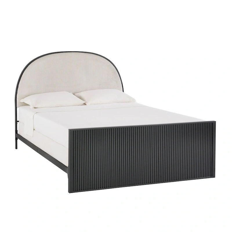 Lit Queen Choteau Noir, Tissu Gris de iNSPIRE Q Modern