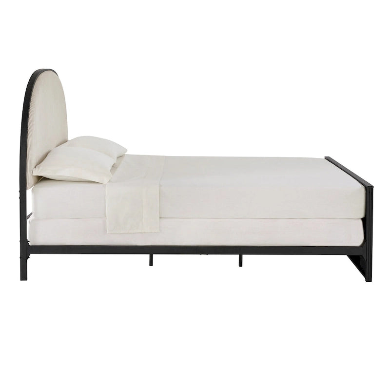 Lit Queen Choteau Noir, Tissu Gris de iNSPIRE Q Modern