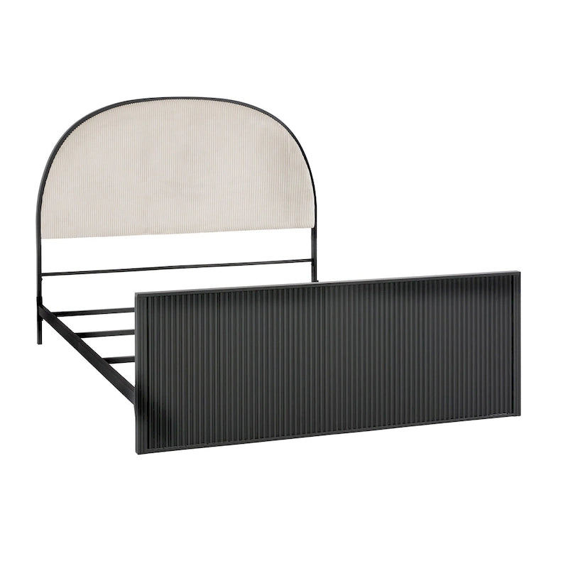 Lit Queen Choteau Noir, Tissu Gris de iNSPIRE Q Modern