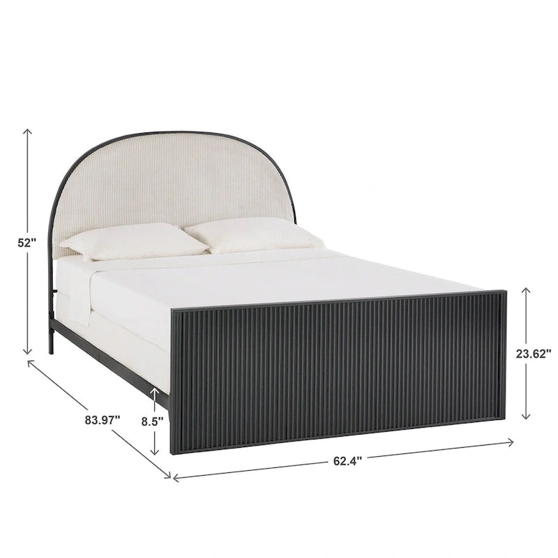 Lit Queen Choteau Noir, Tissu Gris de iNSPIRE Q Modern