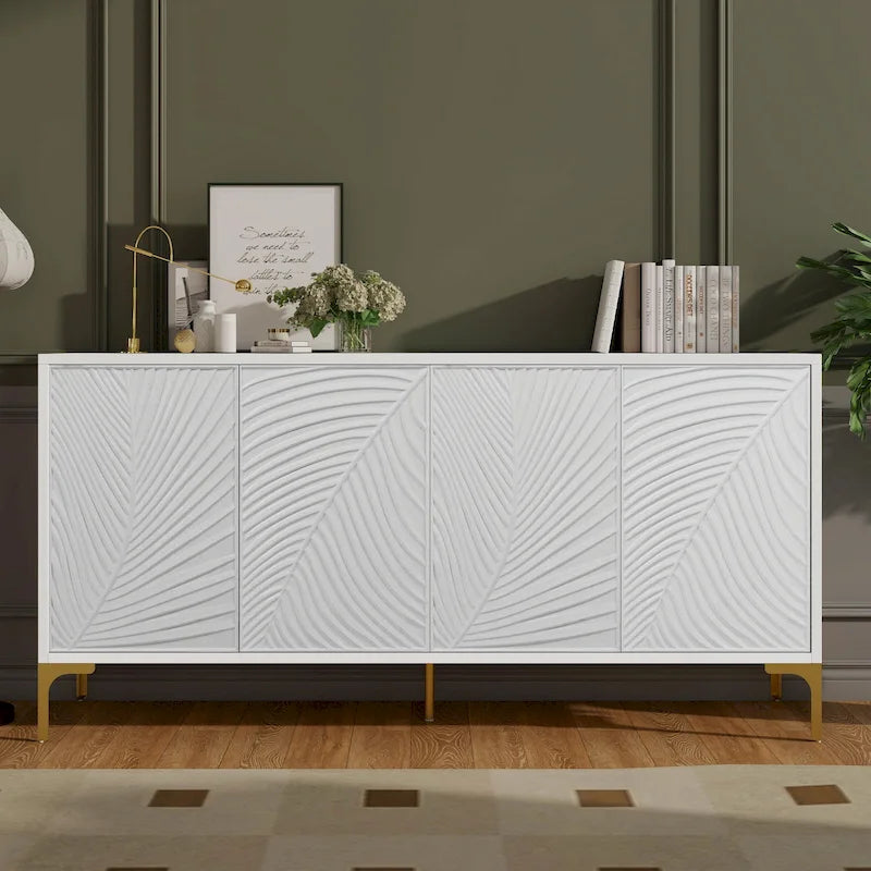 Buffet 4 portes avec texture unique et étagères réglables