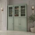 Palace Imports Vaisselier/Garde-manger 100% Bois Massif de 123 cm avec Verre Dépoli, Portes en Bois Massif et 2 Tiroirs