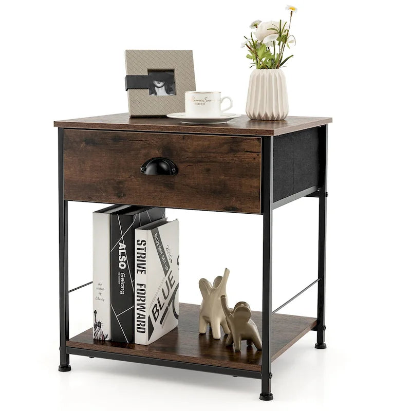 Gymax Table de Chevet 2 Étages Table d'Appoint Canapé-Lit Table Basse pour Chambre